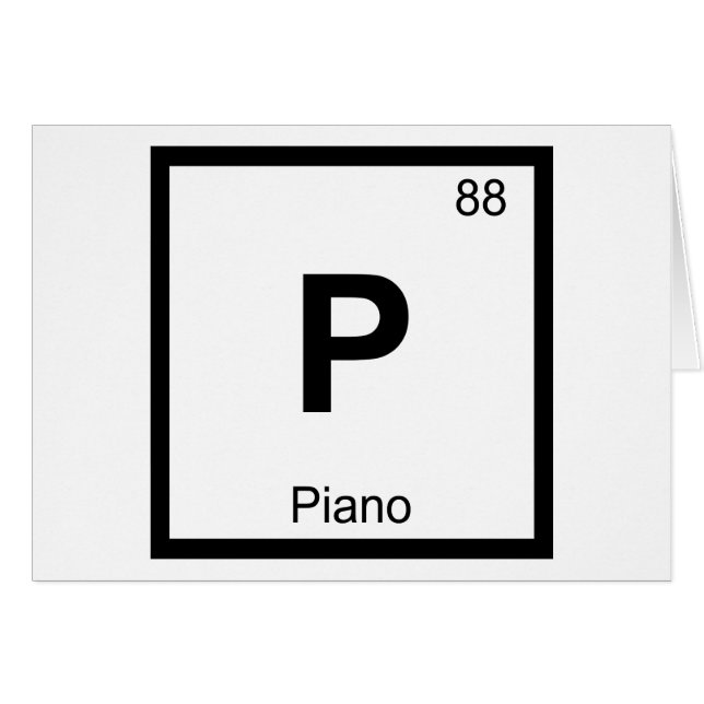 P - Pianomusik Kemins periodiska system symbol Hälsningskort (Framsidan Horizontal)