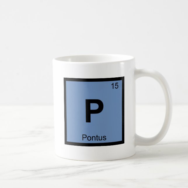P - Pontus Grekisk kemi Periodiska systemets symbo Kaffemugg (Höger)