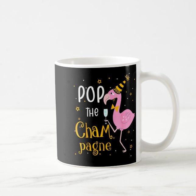P The Champagne It's New Year! Funny Flamingo Drin Kaffemugg (Höger)