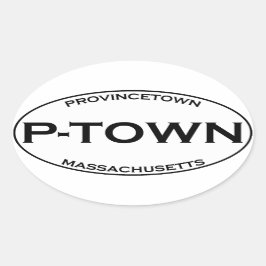 P-TOWN - Provincetown Massachusetts Ovalt Klistermärke
