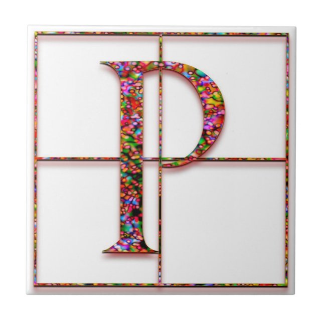 P Trajanus Red Anpassningsbar Monogram Tile Kakelplatta (Framsidan)