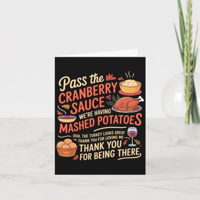 P Tranbärsås Rolig Thanksgiving Långärmad Kort (Framsida)