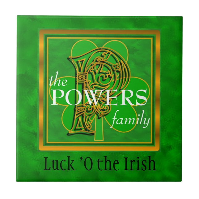 P "Tur of the Irish" Family Anpassningsbar Monogra Kakelplatta (Framsidan)