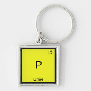 P - Urinkemiska Inslag-symbol - luddig periodisk Fyrkantig Silverfärgad Nyckelring