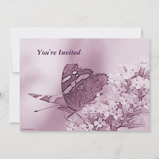 © P Wherrell Contemporary butterfly on buddleia Inbjudningar (Framsida)