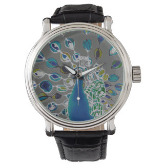 © P Wherrell Contemporary impressionist peacock Armbandsur