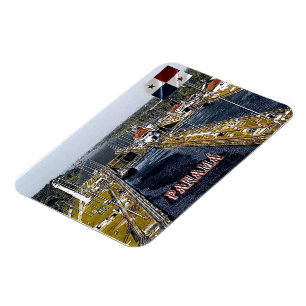 PA0003 Amerika - Panama - Kanallås - panoramabilde Magnet