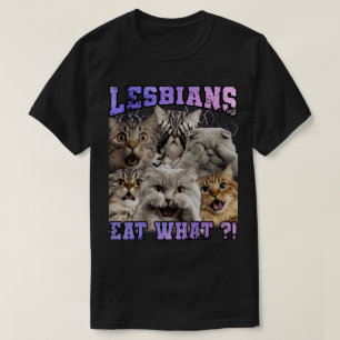 PA35 Lesbiskar Ät Vad?! Funny Cat Gay pride LGBTQ T Shirt