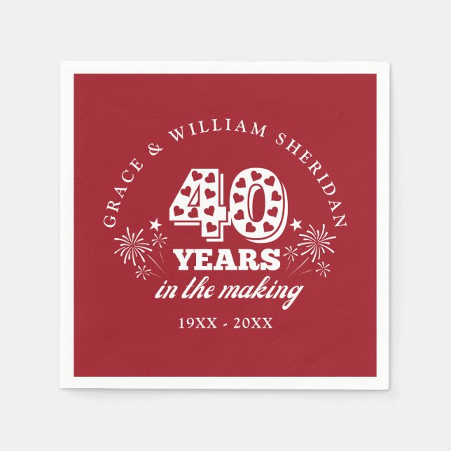 På 40-årsdagen av det Skapar Bröllop Pappersservett (Framsidan)