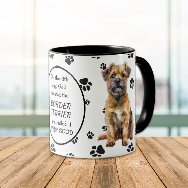 På 8:e dagen Skapat Gud Gräns Terrier Hundar Mugg (Skapare uppladdad)