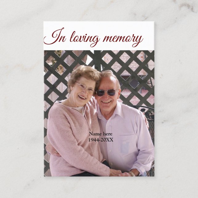 på att älska minnestext namn keepsaké prayer card visitkort (Framsida)