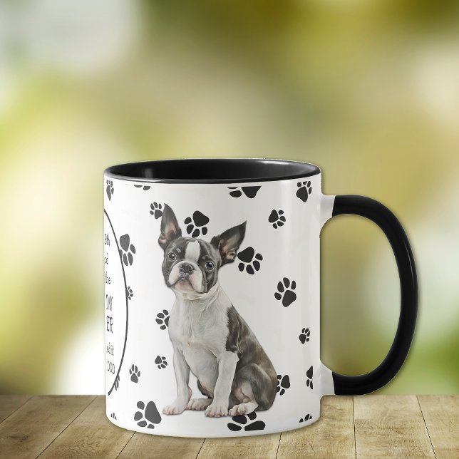 På åttonde dagen Skapat Gud Boston Terrier Hundar Mugg (Skapare uppladdad)