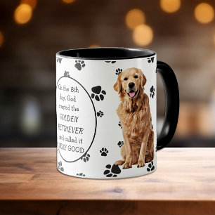 På åttonde dagen Skapat Gud Golden Retrievers Mugg