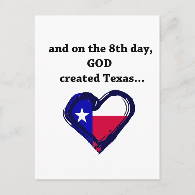 På åttonde dagen skapat Gud Texas Vykort (Framsida)