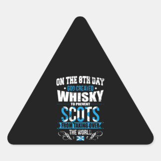 På åttonde dagen Skapat Gud whisky Scots Triangelformat Klistermärke