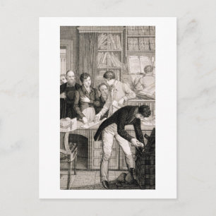 På banken, 1800 (engrave) vykort