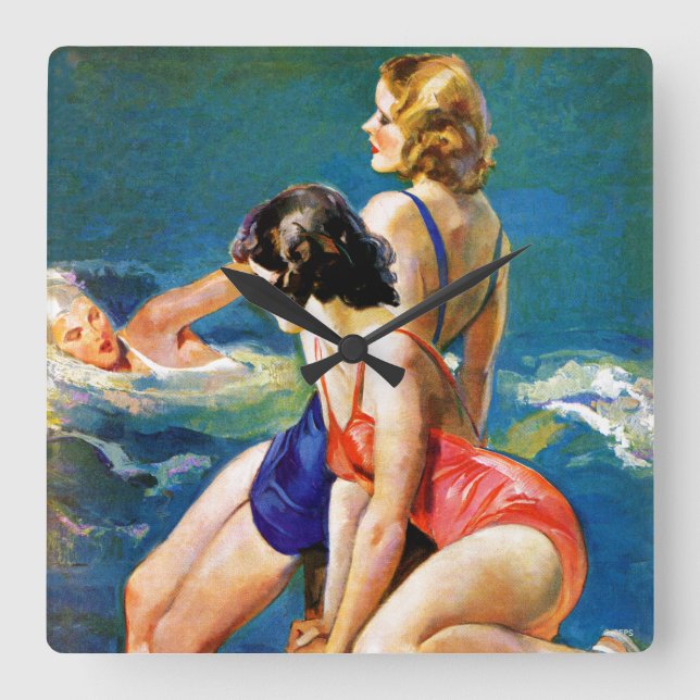 På bassängen fyrkantig klocka (Framsida)