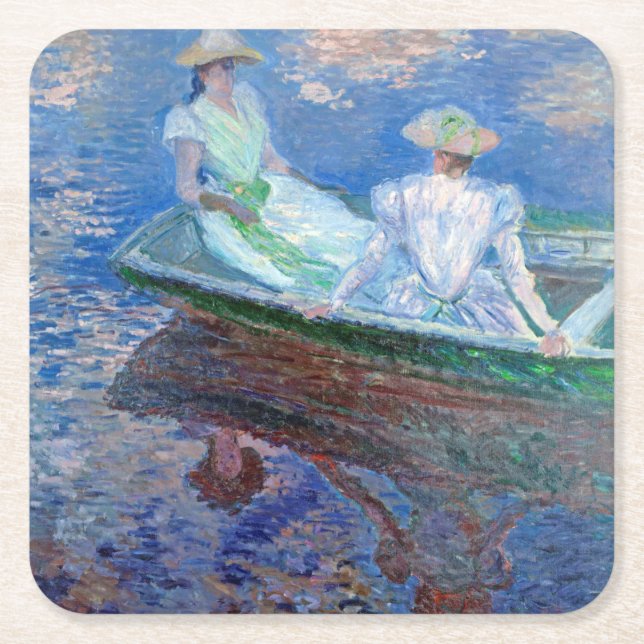 På båten, Monet Underlägg Papper Kvadrat (Framsidan)