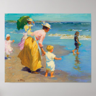 På Beach av Edward Potthast art Poster