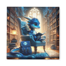 På biblioteket - Blue Dragon Magnet