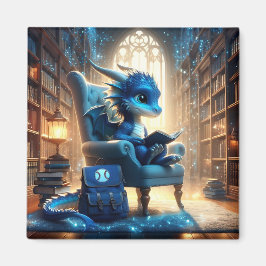 På biblioteket - Blue Dragon Magnet