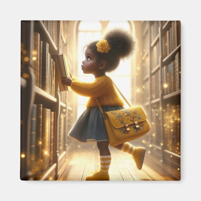 På biblioteket - Gul magnet (Framsidan)