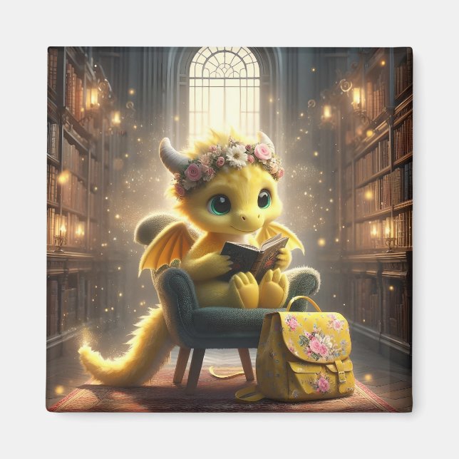 På biblioteket - Yellow Dragon Magnet (Framsidan)