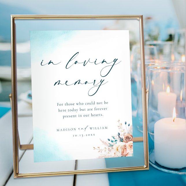 På Blommigten Loving Memory Boho Turcos och Peach Poster (Skapare uppladdad)