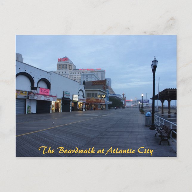 På Boardpromenaden i Atlantic City, NJ Vykort (Framsida)