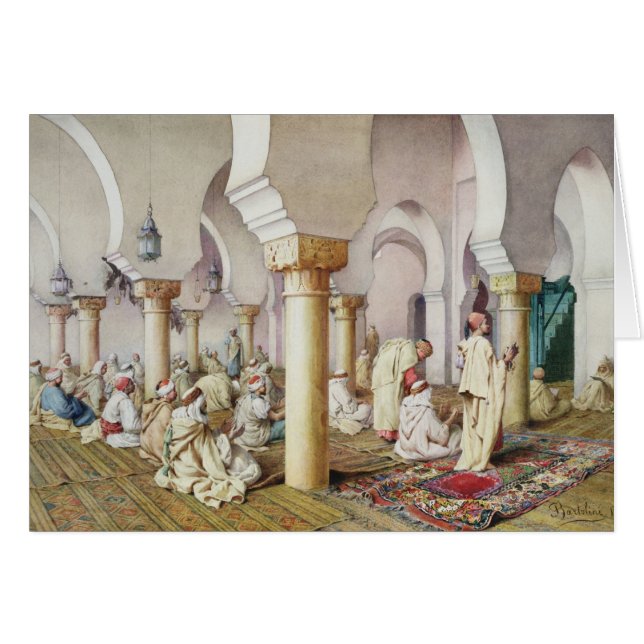 På bönen i moskén 1884 hälsningskort (Framsidan Horizontal)