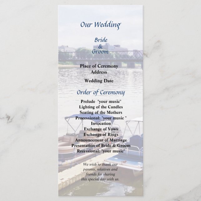 PA - Bröllopsprogrammet Vy of Walnut St Bridge Program (Framsida)
