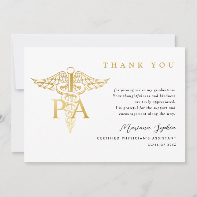 PA Caduceus Graduation Thank You Tack Kort (Framsida)