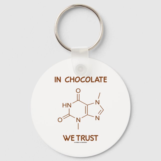 På Chocolate we Trust (Theobromine Molecule) Nyckelring (Framsida)