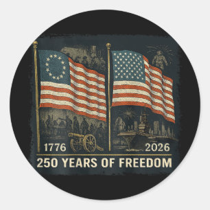 På Ck Betsy Ross Flagga 250 År Av Frihet 1776-20 Runt Klistermärke