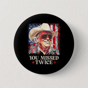 (på Ck) Du Miste Två Gånger Western Cowboy Trump 2 Knapp