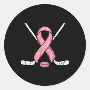 (på Ck) Ishockey Bröstcancer månad Rosa band Runt Klistermärke