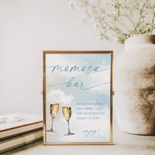 På Cloud 9 Baby Shower Blå Momosa Barskylt Affisch