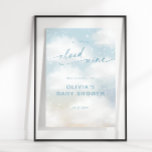 På Cloud 9 Dreamy Clouds Baby Shower Blue Välkomme Poster<br><div class="desc">Dreamy vattenfärgsmoln "Vi är på molnet nio",  babyduschblått välkomstskylt poster.</div>