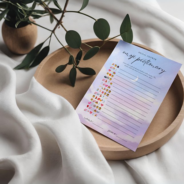 På Cloud 9-Möhippans Emoji Pictionary-spelkort Inbjudningar (Skapare uppladdad)