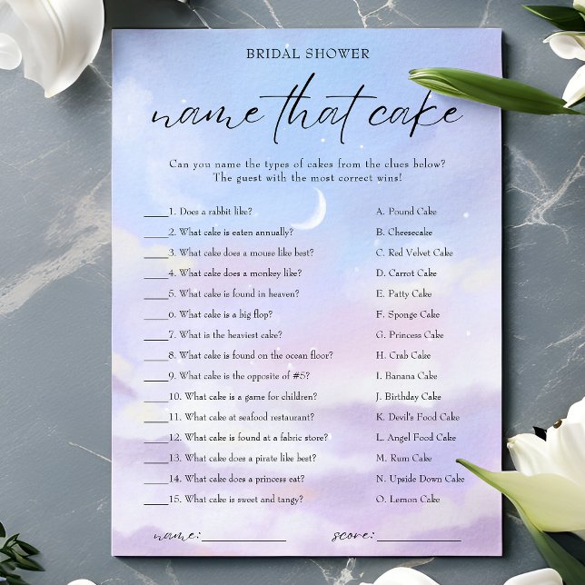 På Cloud 9 Namn som kör Möhippa Game Card Inbjudningar (Skapare uppladdad)