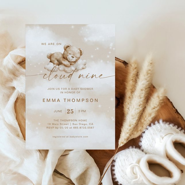 På Cloud 9 Neutral Beige Boho Baby Shower Inbjudningar (Skapare uppladdad)