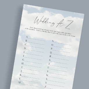 På Cloud Bröllop A-Z Alphabet-spelkort Inbjudningar