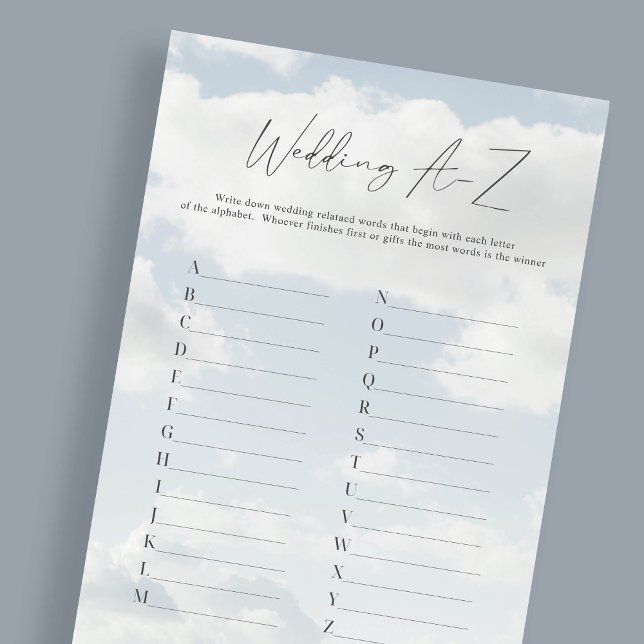 På Cloud Bröllop A-Z Alphabet-spelkort Inbjudningar (Skapare uppladdad)