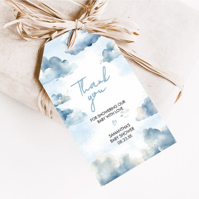 På Cloud Nine Baby Shower Party-favoritMärkre Presentetikett (Cloud Nine Baby Shower Party Favor Tags)