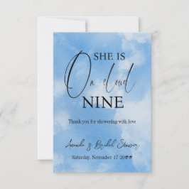 På Cloud Nine Calligraphy Blue Möhippa Tack Kort