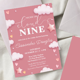 På Cloud Nine Modern Rosa Baby Shower Inbjudningar