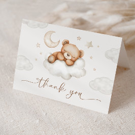På Cloud Nine Neutralt Nalle Baby Shower Tack Kort