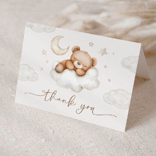 På Cloud Nine Neutralt Nalle Baby Shower Tack Kort