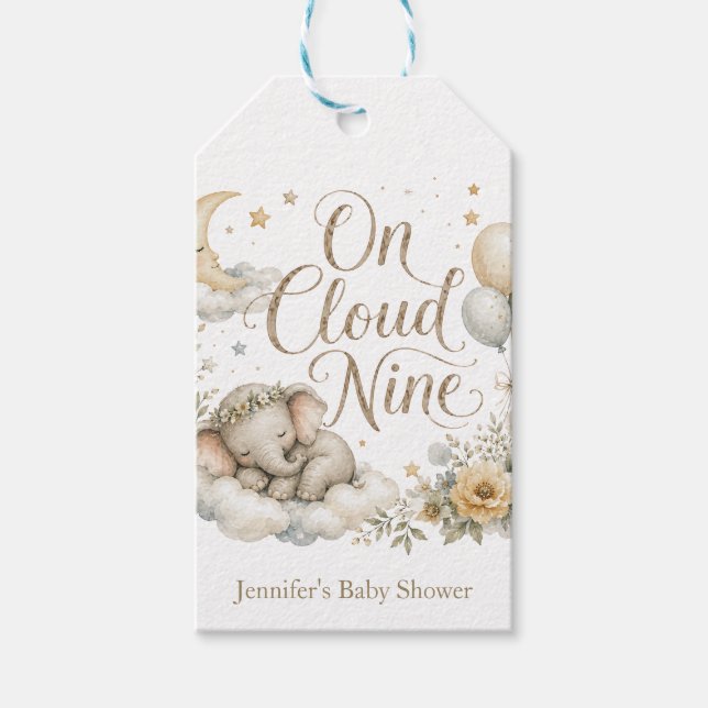 På Cloud Nine, Personlig Könsneutral Elefant Presentetikett (Framsidan)