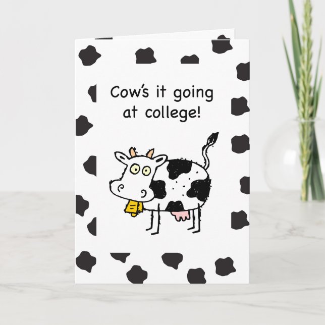 På college tänker du på din fina Cow Kort (Framsida)